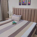 Cotton Blend (95x108 Inch) Double Size Bedsheet With 2 Pillow Cover in Beige Color Image 2