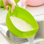Rice, Fruits, Vegetable, Noodles & More Washing Bowl And Strainer For Storing And Straining Plastic Vegetable Cutter Stainless Steel Peeler With Combo Pack Of 3 Image 4