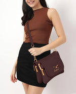Handbag For Women And Girls Stylish Maroon PU Leather Bag Image 2
