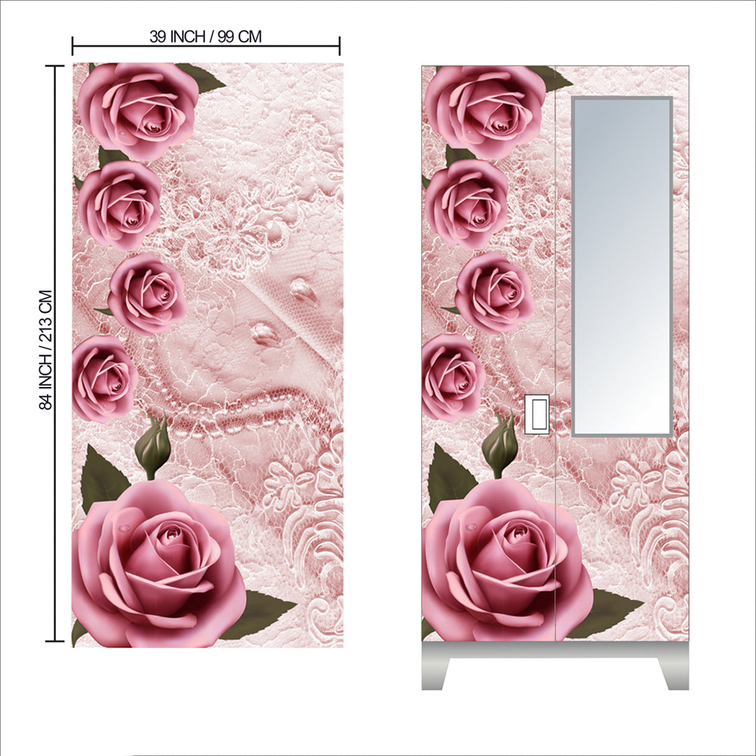 Wallpaper Stickers For Home Decoration Rose Art Trendy Almirah Stickers Size 213X99Cm Wardrobe Stickers For Home Decoration Image 3
