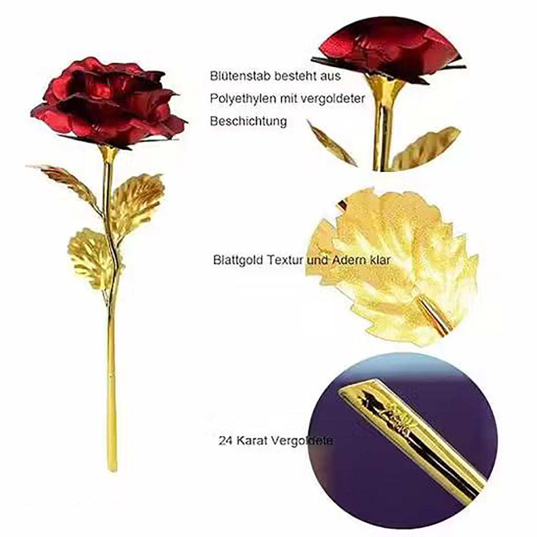 Feastive Celebration 24K Golden Rose Handcrafted Metal Rose With Gift Box Red And Gold 30 Cm Image 3