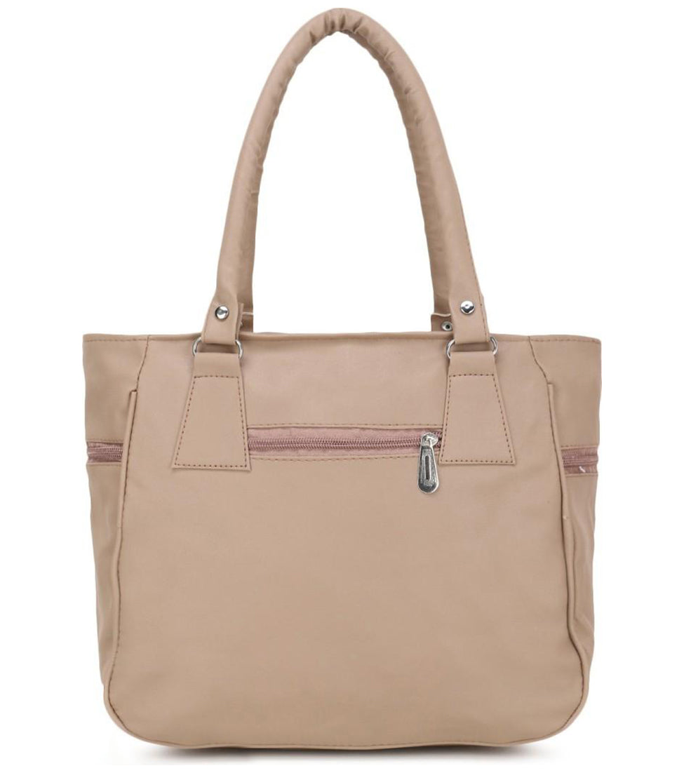 Handbag For Women And Girls Stylish Beige PU Leather Bag Image 2