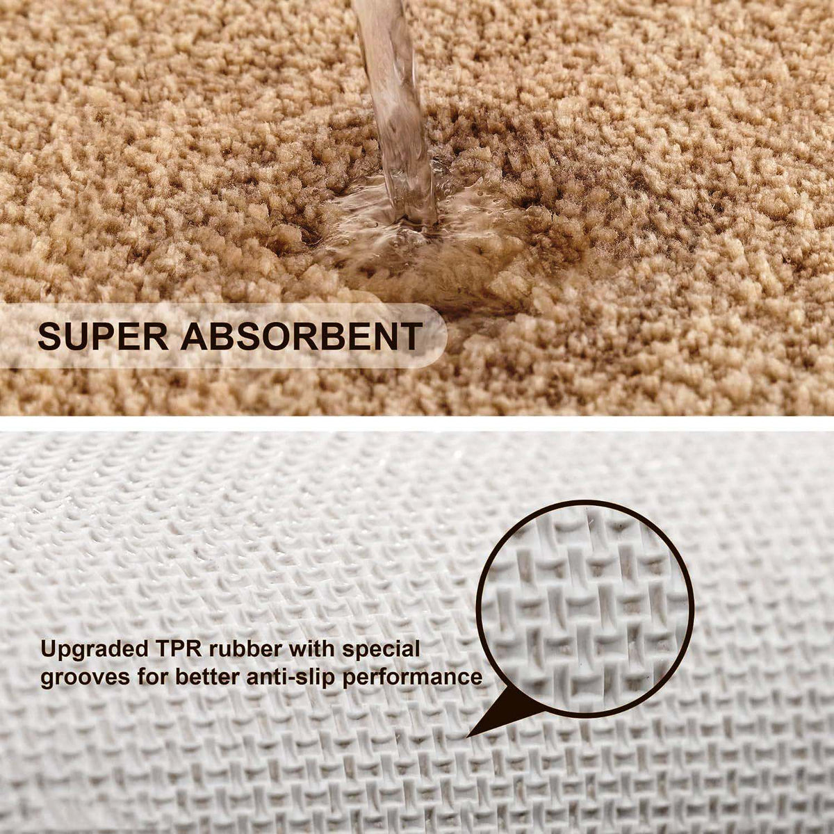 Microfiber Anti-Slip Doormat for Home & Bathroom Entrance Beige Rectangular Mat (40x60 cm) Image 2