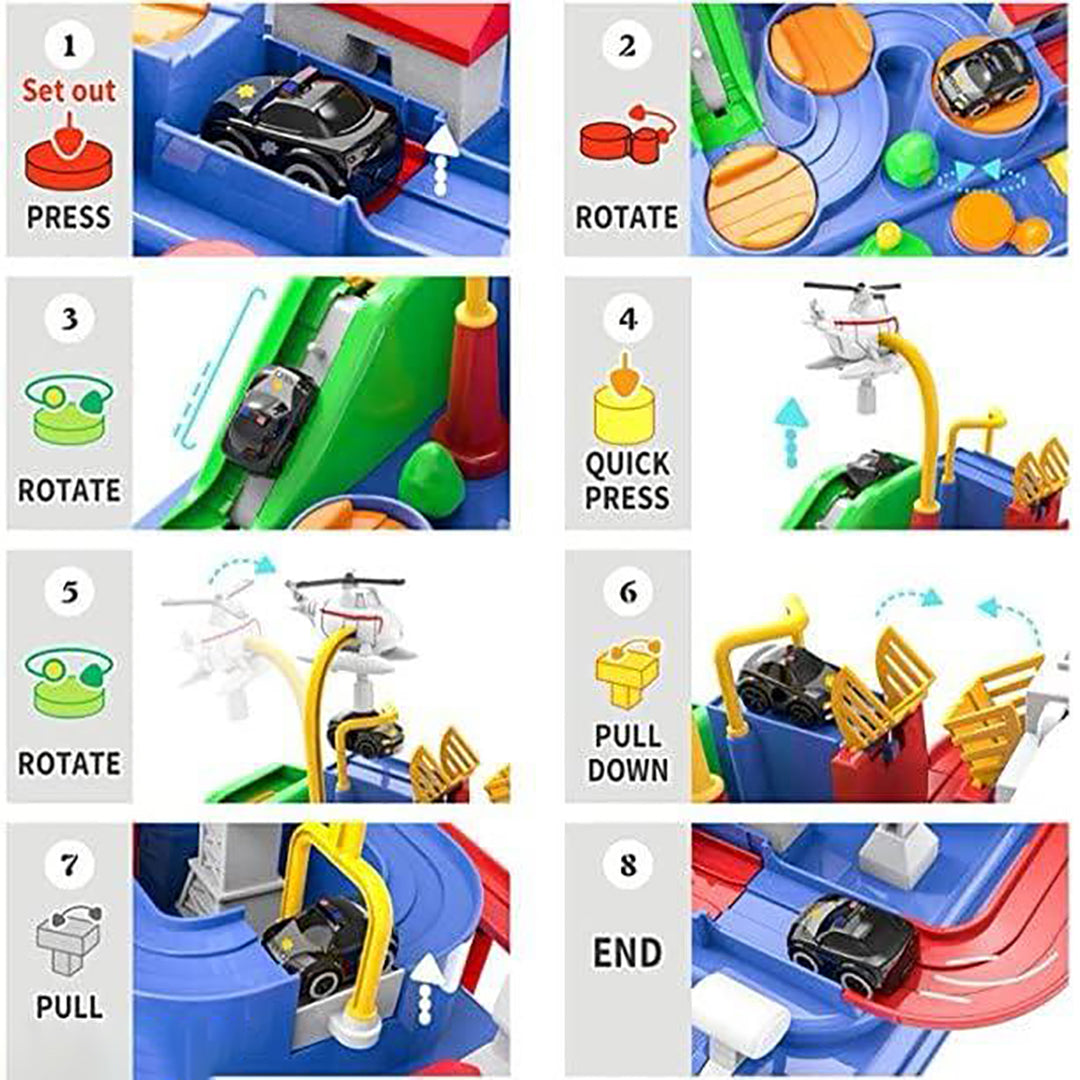 Adventure Car Toys City Rescue Preschool Educational Race Tracks For Kids Multicolor Image 4