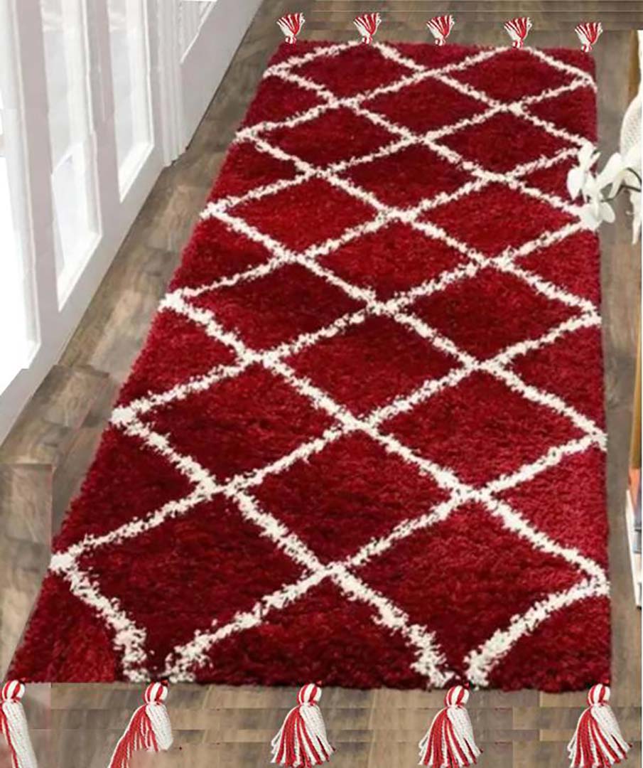 Microfiber Anti-Slip Doormat for Home & Bathroom Entrance Red Rectangular Mat (2x5 Feet) Image 3