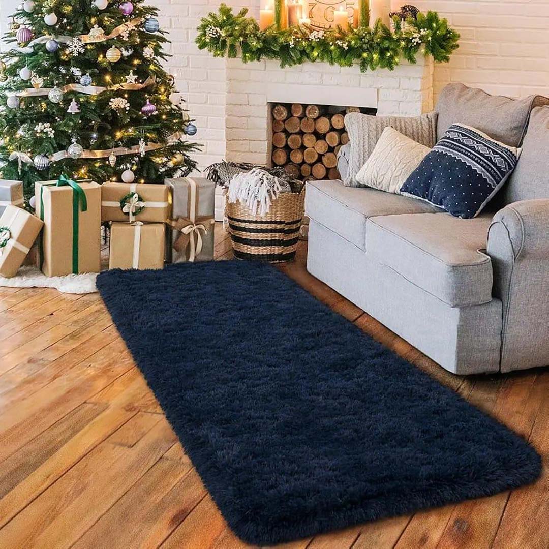 Microfiber Anti-Slip Doormat for Home & Bathroom Entrance Blue rectangular Mat (22x55 cm) Image 2