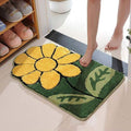 Microfiber Anti-Slip Doormat for Home & Bathroom Entrance Yellow & Green Flower Mat (40x60 cm) Image 1