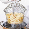 Foldable Steam Rinse Deep Frying Basket Stainless Steel Fry Basket Strainer Net Fried Filter For Fried Food Or Multifunctional Kitchen Cooking Tool Image 1