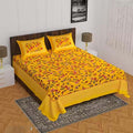 Cotton (90x100 Inch) Double Size Bedsheet With 2 Pillow Cover in Yellow Color Image 1