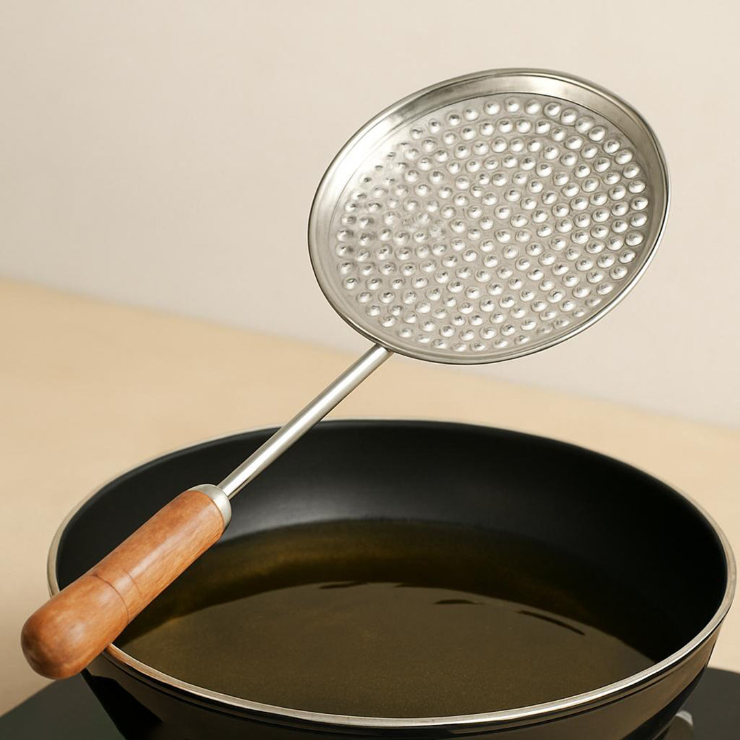 Stainless Steel Boondi Jhara With Wooden Handle Image 1