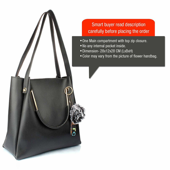 Handbag For Women And Girls Stylish Black Faux Leather/Leatherette Bag Image 2