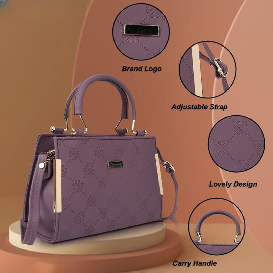 Handbag For Women And Girls Stylish violet Synthetic Bag Image 3