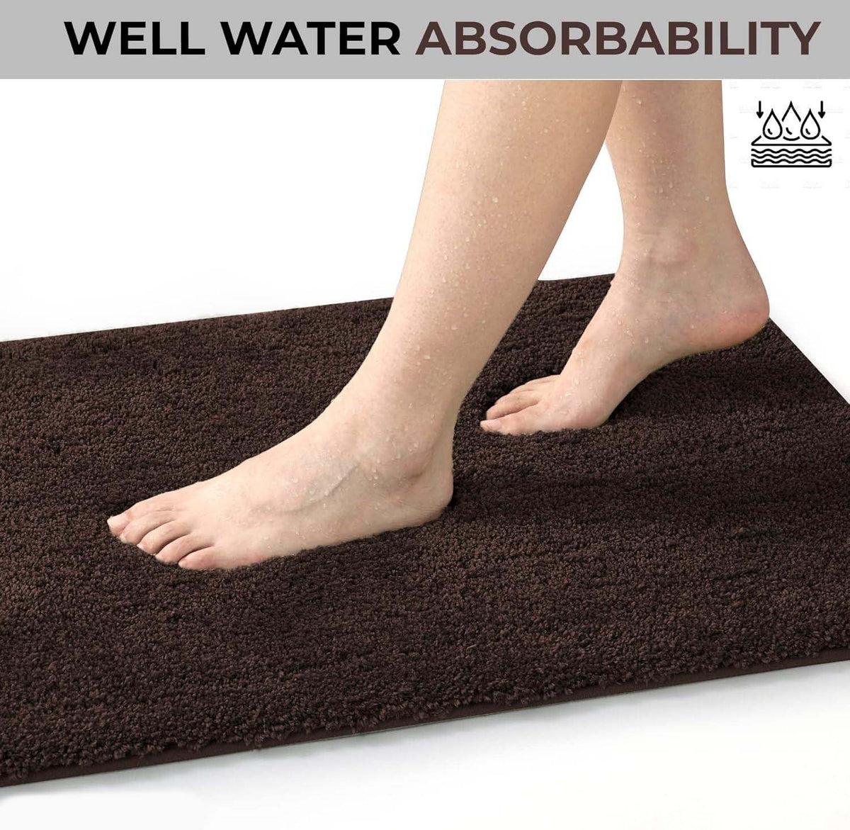 Microfiber Anti-Slip Doormat for Home & Bathroom Entrance Brown Rectangular Mat (40x60 cm) Image 2