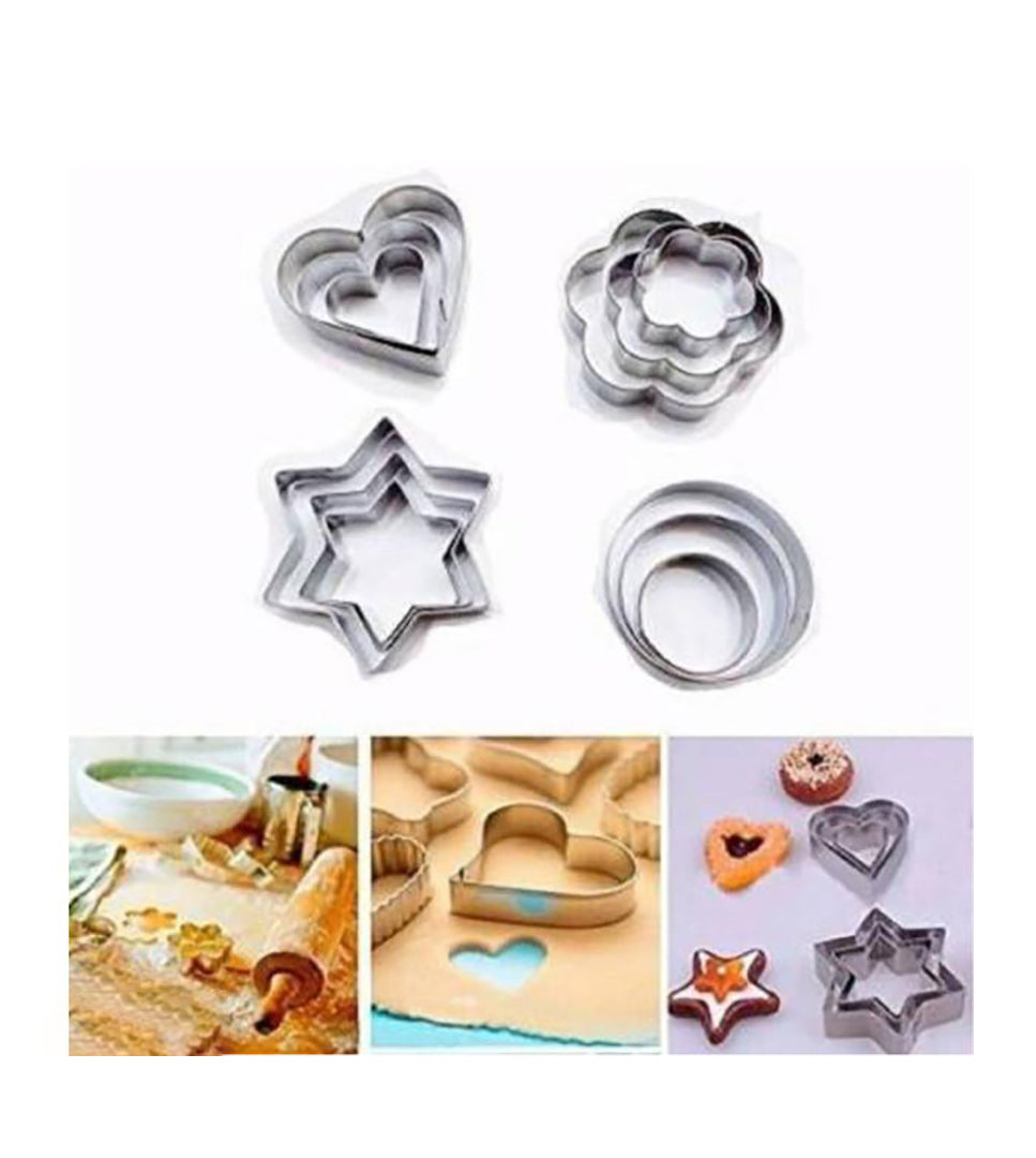 12 Pcs Cookie Cutter Set Oil Brush And Spatula Combo Image 3