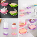 Wall Mounted Double Layer Soap Dish Holder Flower Design Sabundani With Magic Sticker Self Adhesive Sponge Soap Rack For Kitchen Bathroom Image 1
