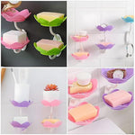 Wall Mounted Double Layer Soap Dish Holder Flower Design Sabundani With Magic Sticker Self Adhesive Sponge Soap Rack For Kitchen Bathroom Image 1