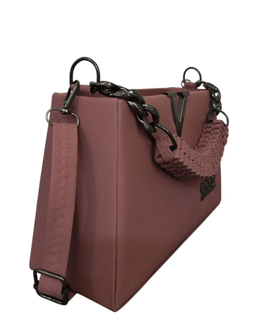 Handbag For Women And Girls Stylish Brown Canvas & Leather Bag Image 2