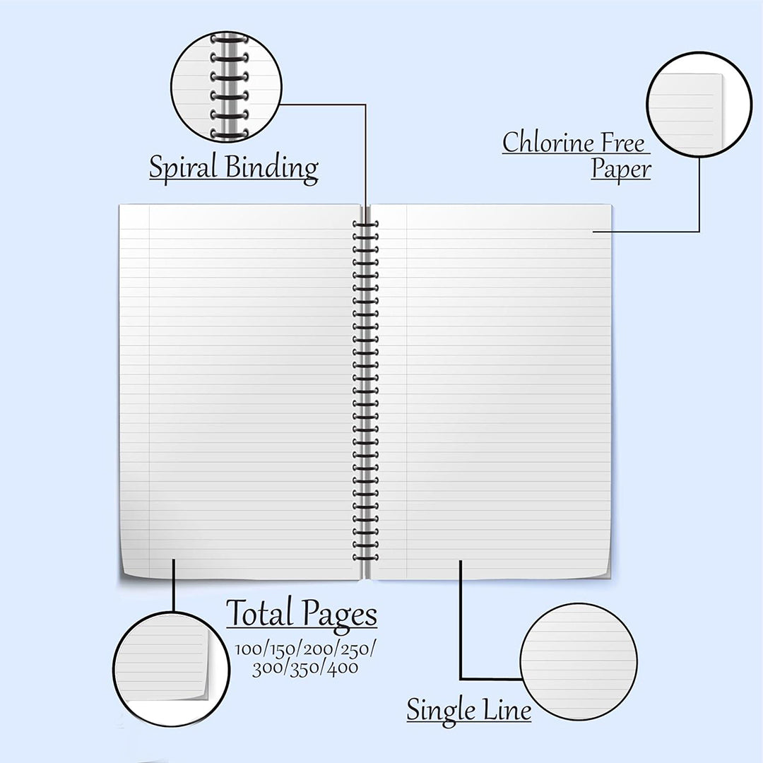400 Pages A4 Spiral Wire Bounded Ruled Notebook Pack Of 3 Image 4