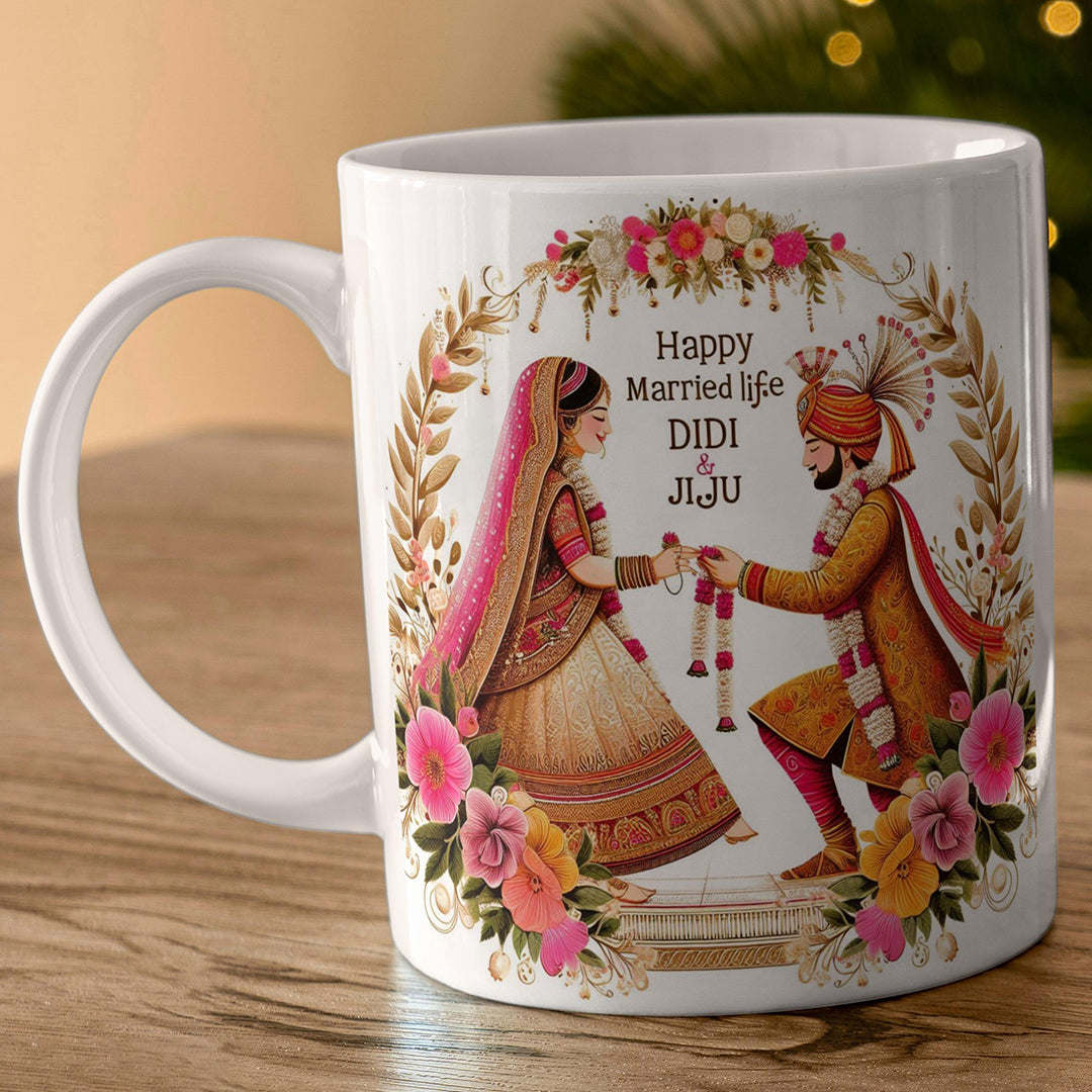 Happy Married Life Didi And Jiju Thoughtful Gift Mug For Sister And Brother In Law Elegant Ceramic Marriage Celebration Mug Best Wedding Gift Idea Image 2