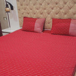 Cotton Blend (90x108 Inch) Double Size Bedsheet With 2 Pillow Cover in Red Color Image 2