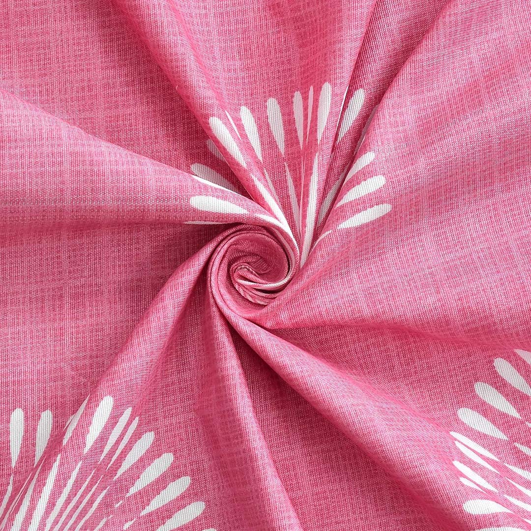 Cotton (78x72 Inch) Double Size Bedsheet With 2 Pillow Cover in white & Pink Color Image 4