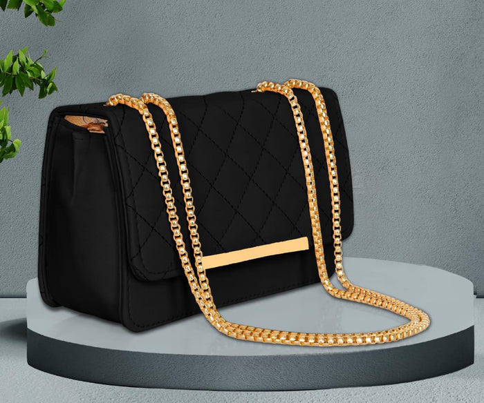 Handbag For Women And Girls Stylish Black PU Leather Bag Image 1
