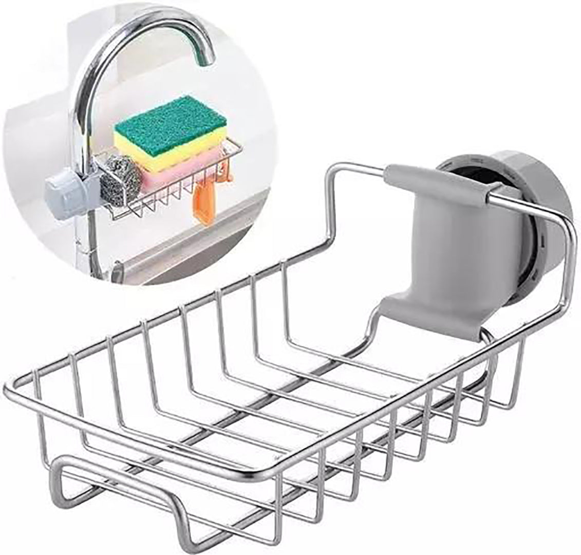 Kitchen Adjustable Sink Faucet Shelf Stainless Steel Drain Rack For Soap Sponge Clip Hanging Holder Dishcloth Towel Rack Silver 15 X 10 5 Cm For Kitchen Bathroom And Home Image 1