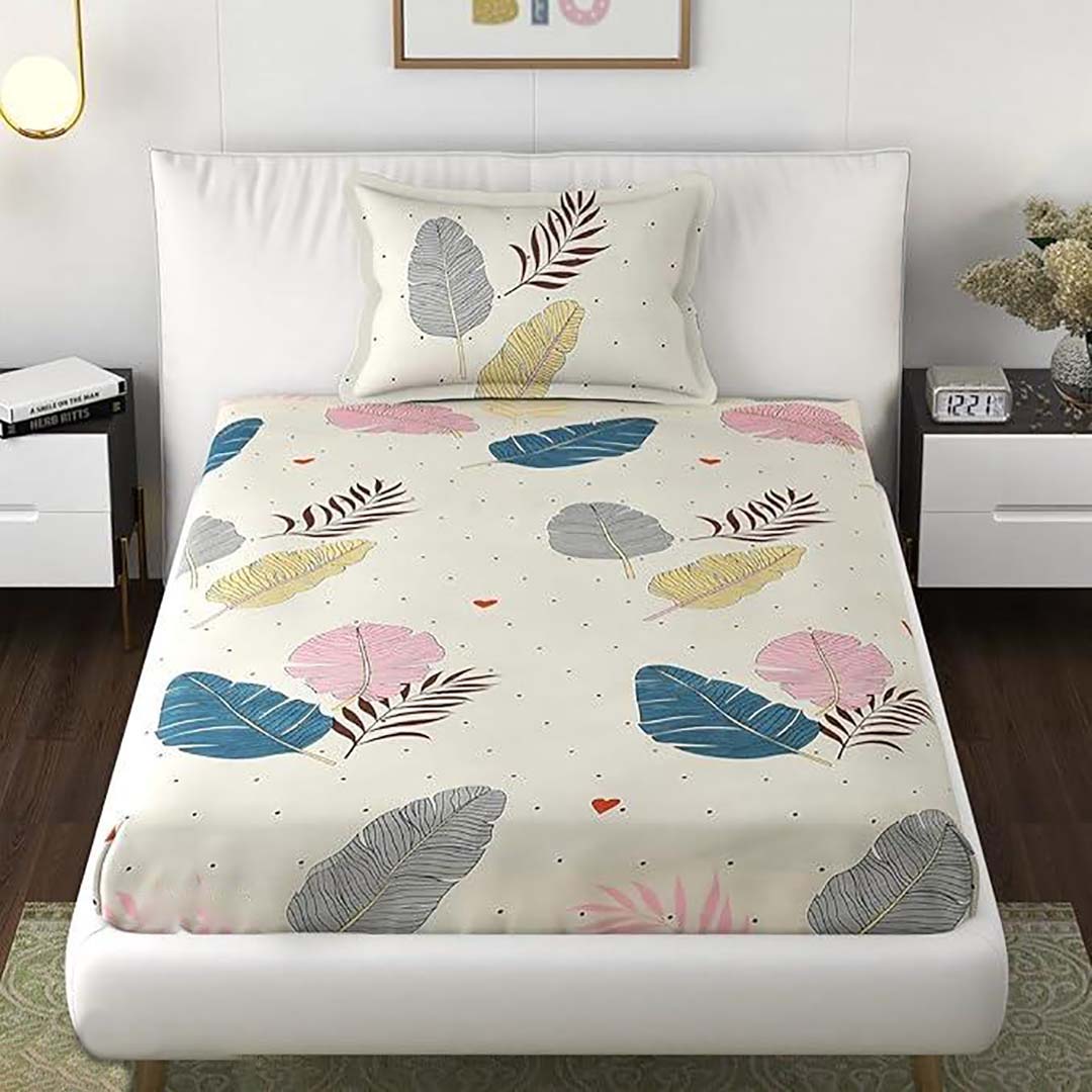 Glace Cotton (60x90 Inch) Single Size Bedsheet With 1 Pillow Cover in Multicolor Image 2