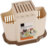 Plastic Cutlery Chopstick Holder Stand And Knife Organizer Drainer Basket Water Draining Tray For Small Kitchen Tool With 3 Hanging Hook Image 2