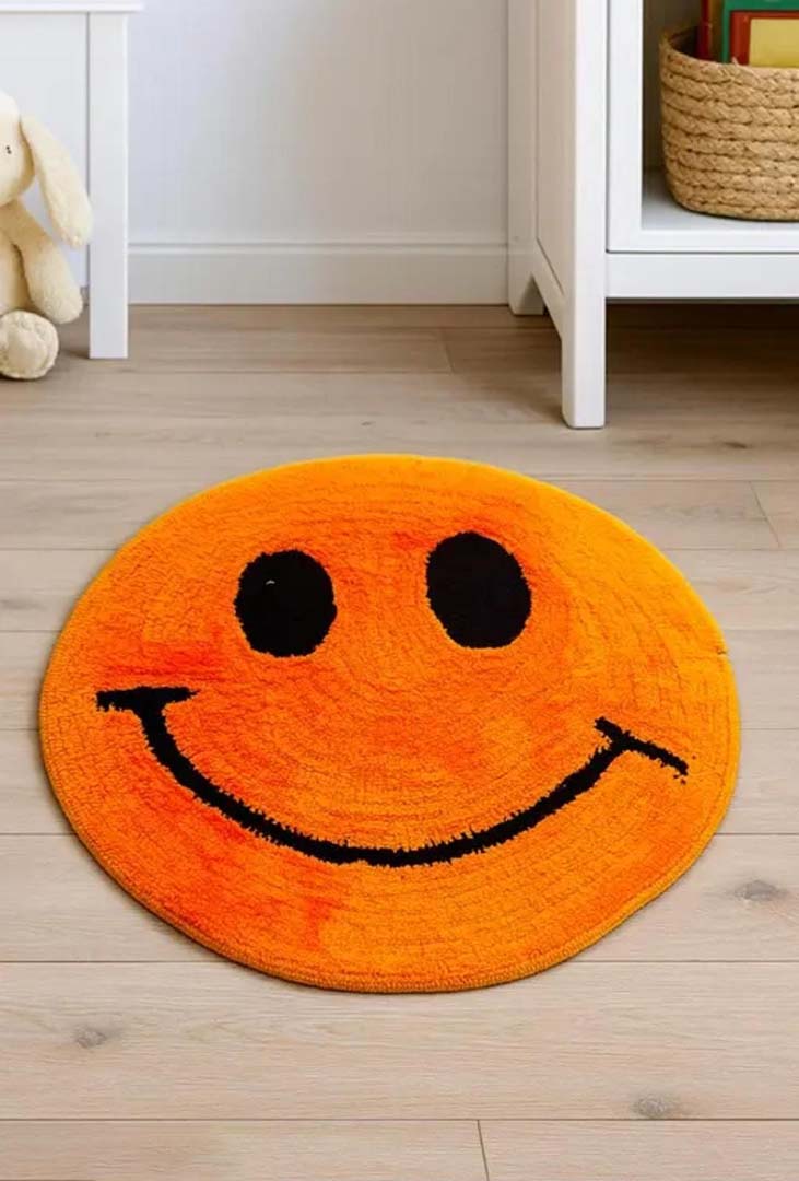 Microfiber Anti-Slip Doormat for Home & Bathroom Entrance Orange round Mat (40x60 cm) Image 1