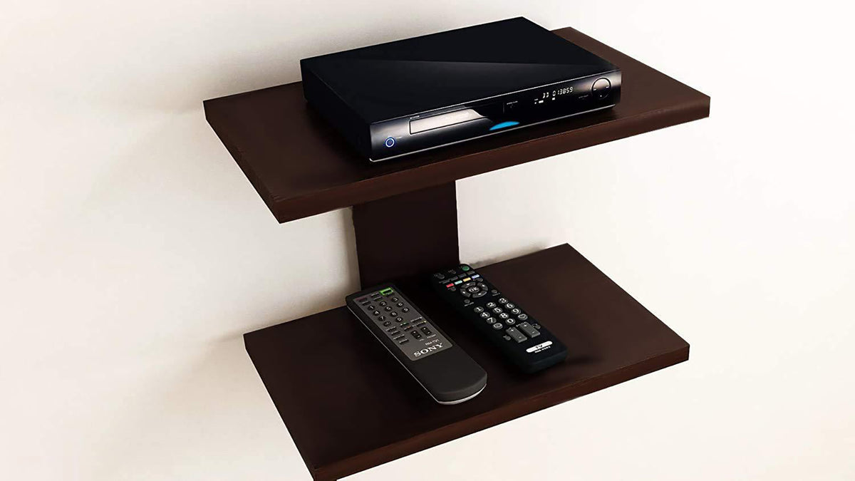 Wooden Wall Mount Tv Set Up Box Stand Wall Shelves Wooden Wall Shelf Number Of Shelves 2 Brown Image 1