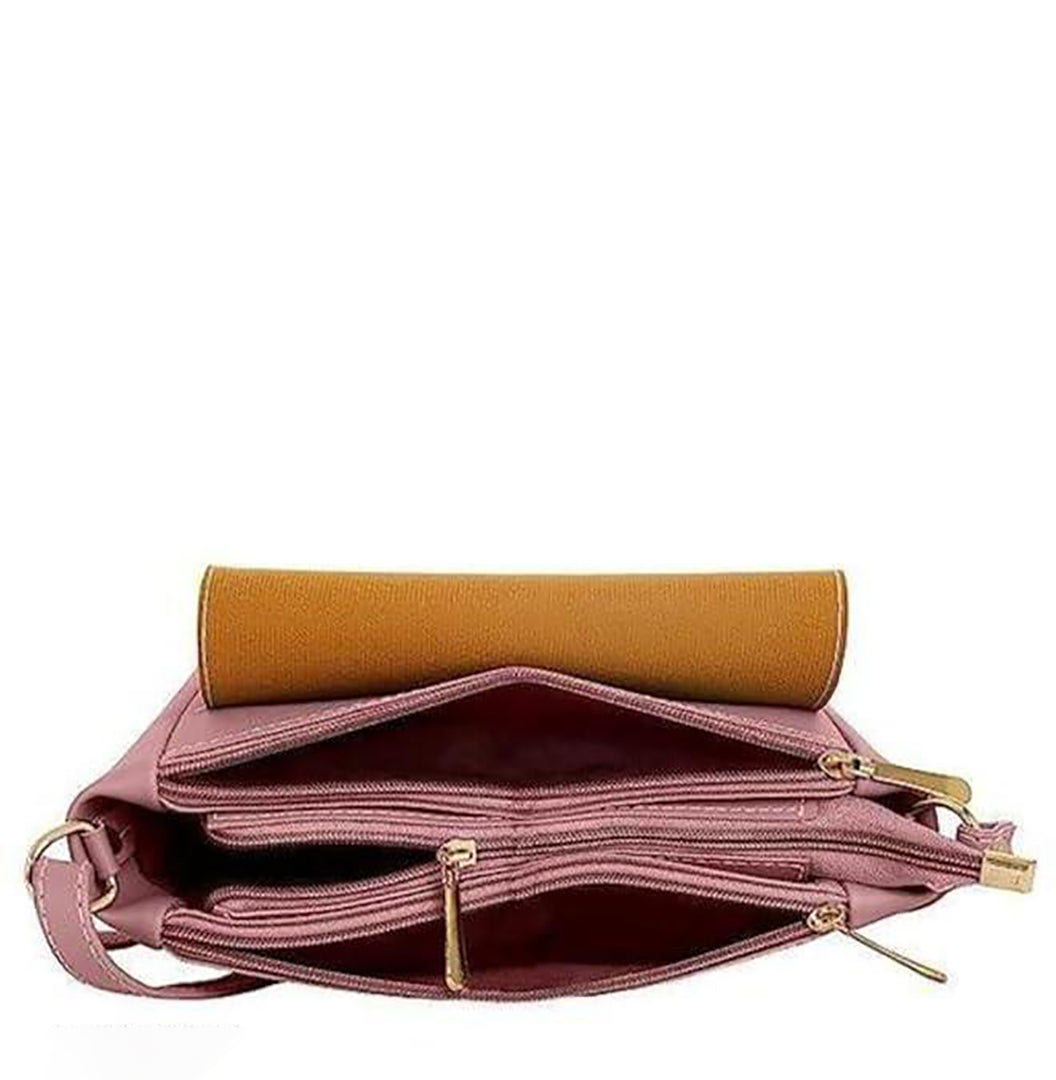 Handbag For Women And Girls Stylish Brown PU Leather Bag Image 4