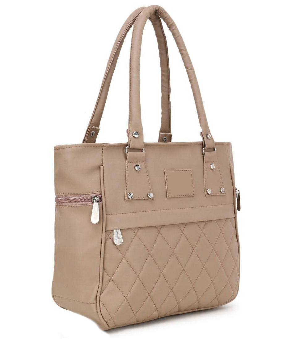 Handbag For Women And Girls Stylish Beige PU Leather Bag Image 1