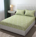 Cotton (78x72 Inch) Double Size Bedsheet With 2 Pillow Cover in Pista Color Image 1