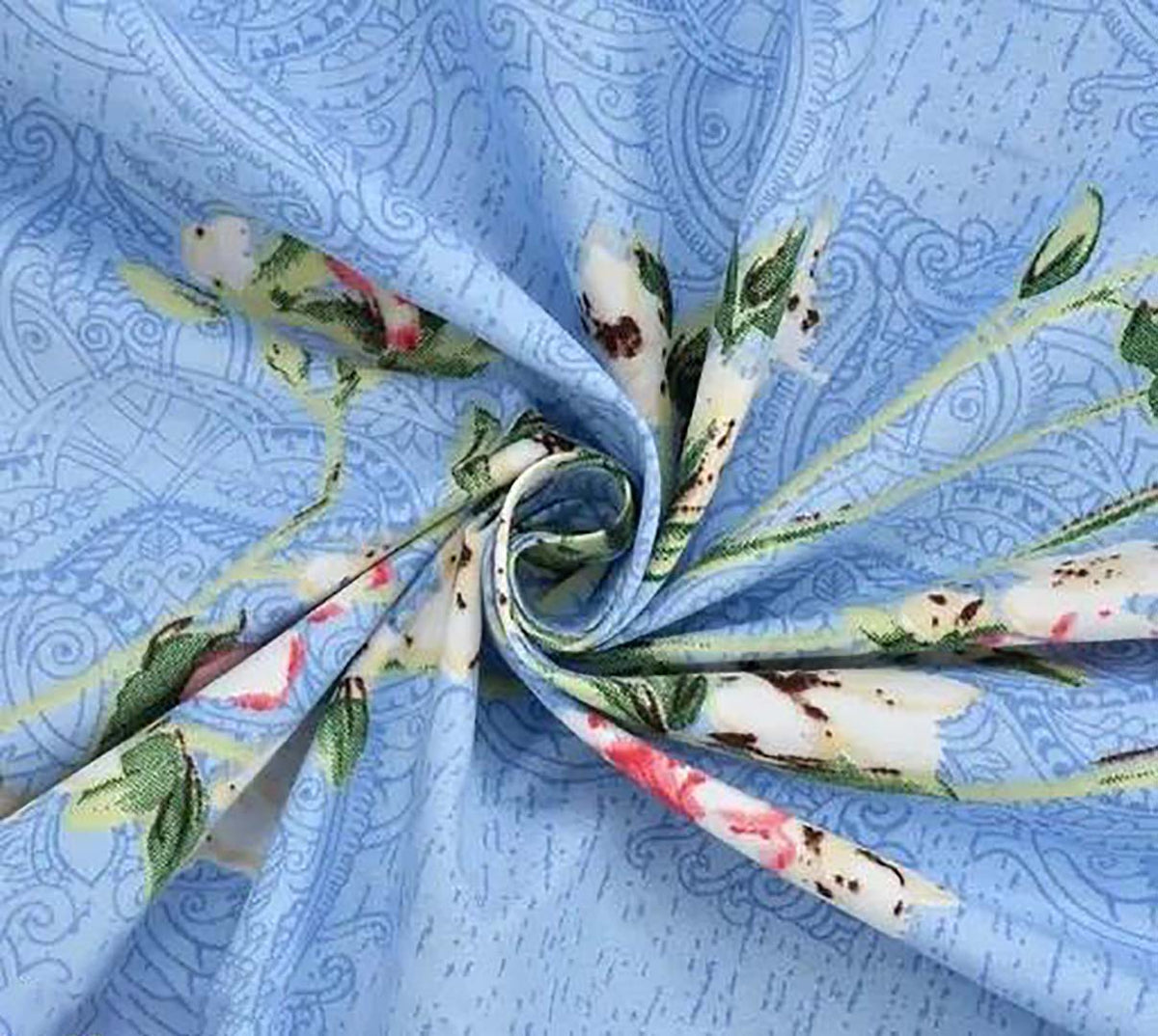 Cotton (90x100 Inch) Double Size Bedsheet With 2 Pillow Cover in Blue Color Image 4
