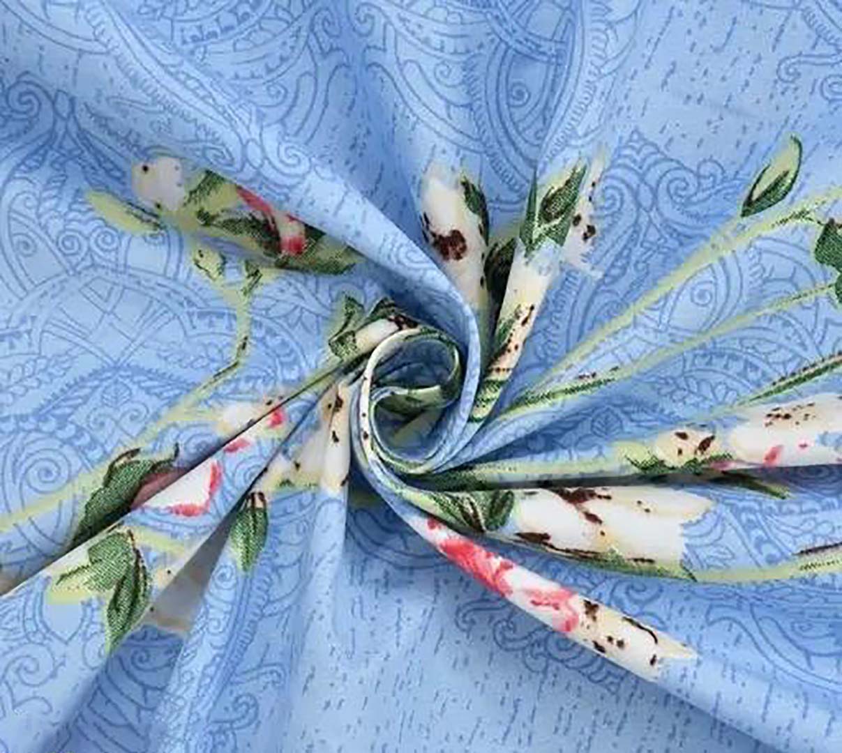 Cotton (90x100 Inch) Double Size Bedsheet With 2 Pillow Cover in Blue Color Image 4