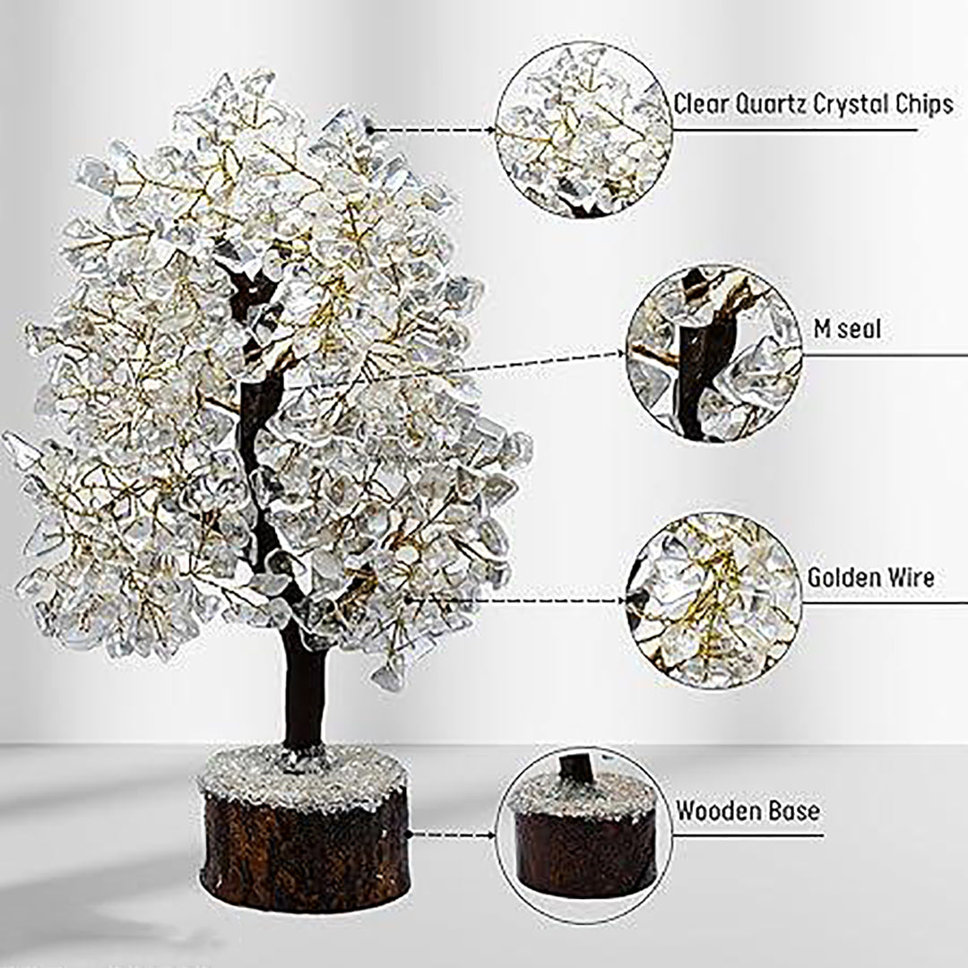 White Crystal Tree Good Luck Showpiece For Home Decor Items Crystals Gemstones Bonsai Money Tree For Good Luck Decoration Gift Item 10 12 Inch Clear Quartz Golden Wire200 Beads Image 2