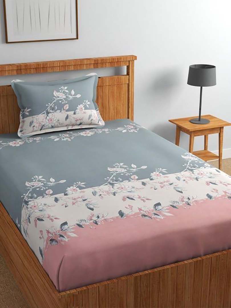 Cotton (60x90 Inch) Single Size Bedsheet With 1 Pillow Cover in Multicolor Image 1