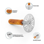 Stainless Steel Pav Bhaji Masher With Rust Resistant Wooden Handle Kitchen Tool Set For Sturdy Easy Grip Durable And Multipurpose Cooking Image 2