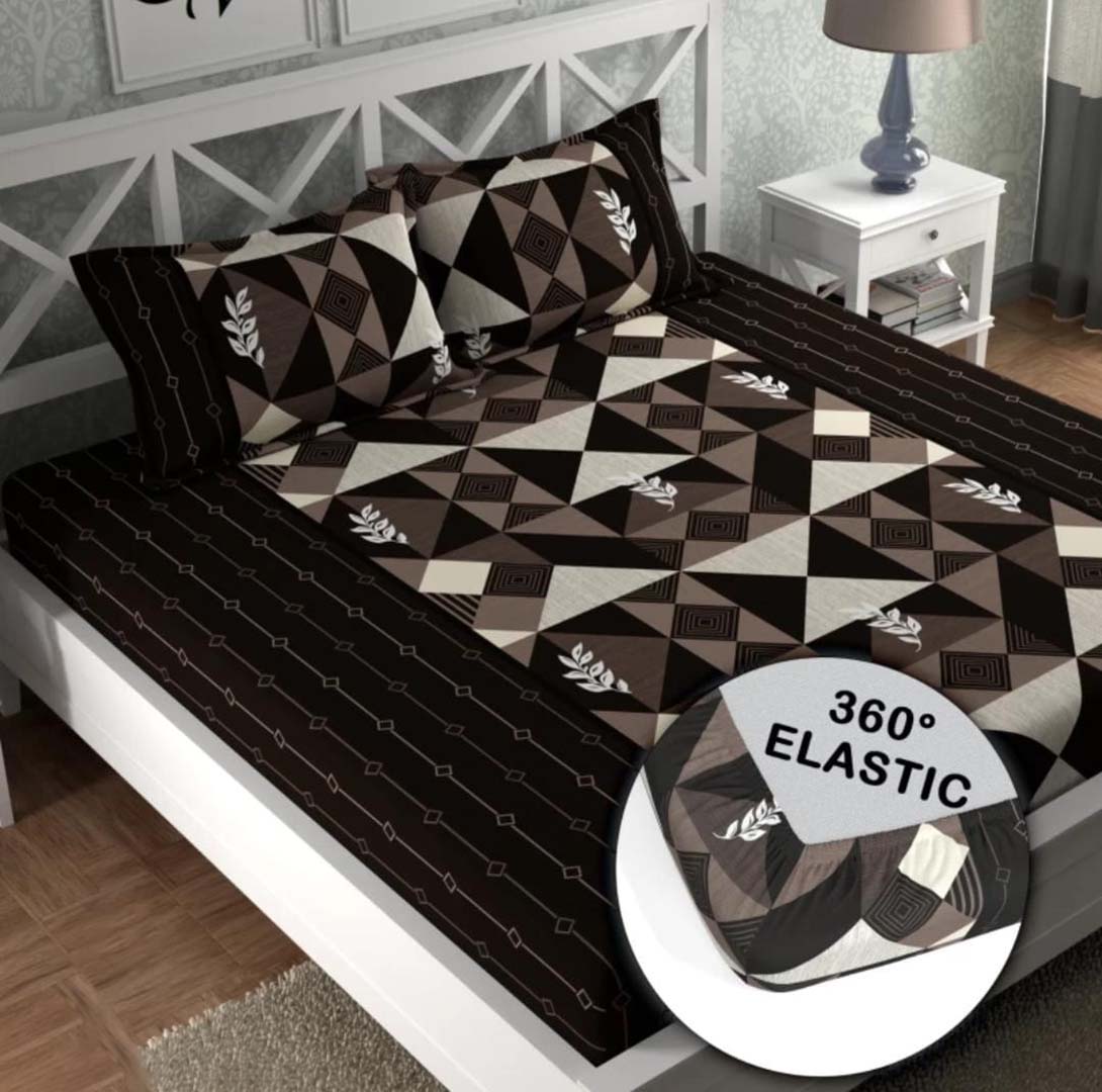 Glace Cotton (78x72 Inch) Double Size Bedsheet With 2 Pillow Cover in Multicolor Image 1