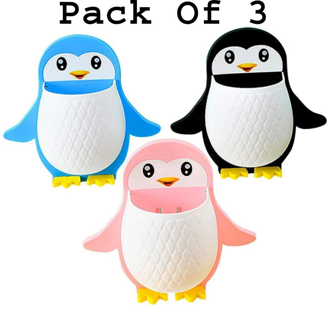 Penguin Design Toothbrush Holder Unique Wall Mounted Self Adhesive Storage Wall Mount Toothbrush Holder Wall Mount Remote And Mobile Stand Image 1