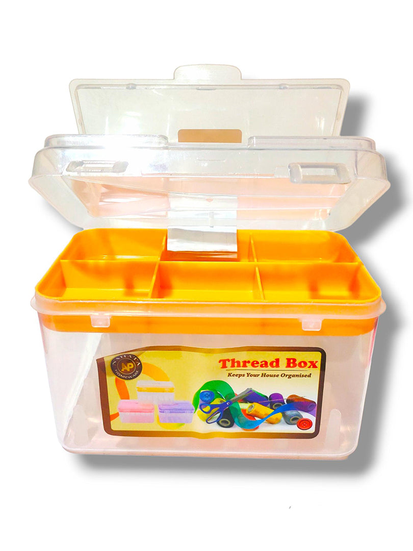 Empty Thread Box Needle Sui Dhaga Kit in Orange Color For Home And Travel Sewing Kit Box Image 1