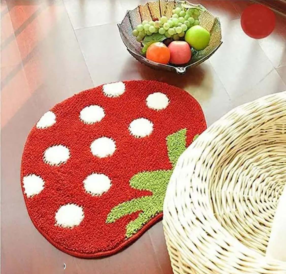 Microfiber Anti-Slip Doormat for Home & Bathroom Entrance Red Strawberry Mat (40x60 cm) Image 2