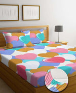 Glace Cotton (78x72 Inch) Double Size Bedsheet With 2 Pillow Cover in Multicolor Image 1