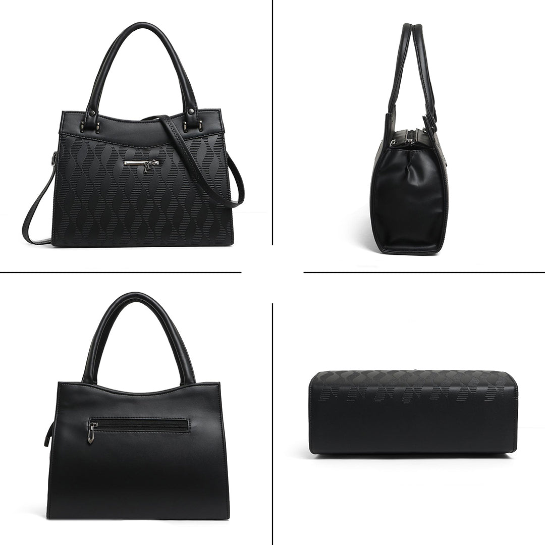 Handbag For Women And Girls Stylish Black PU Leather Bag Image 4