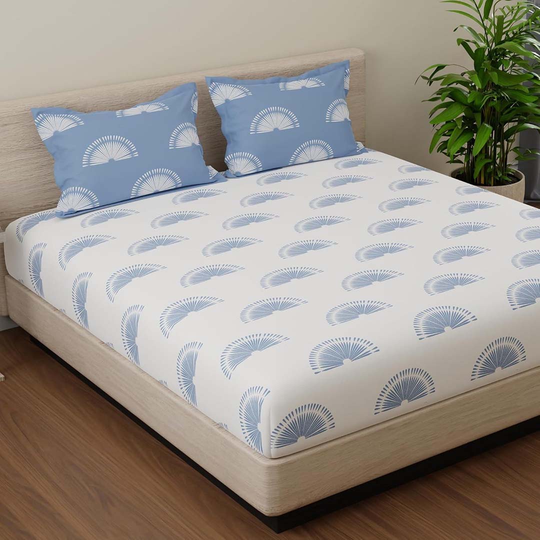 Cotton (90x100 Inch) Double Size Bedsheet With 2 Pillow Cover in Multicolor Image 1