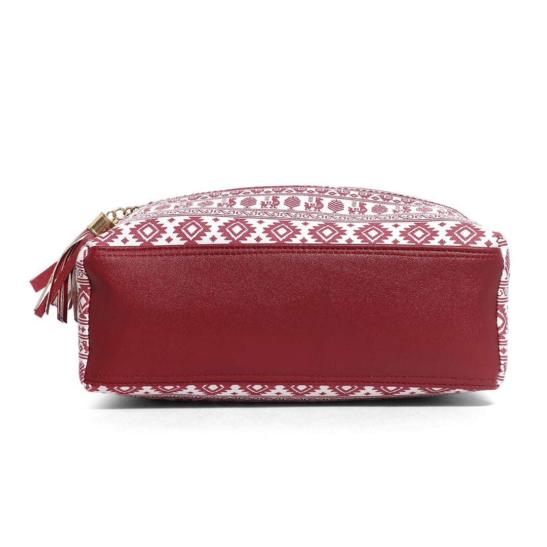 Handbag For Women And Girls Stylish Maroon PU Leather Bag Image 3