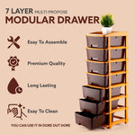 7Xl Plastic Modular Drawer System For Home Office Hospital Parlor School Doctors Home And Kids Product Dimension When Assembeled 30x39x115Cm Brown Image 4