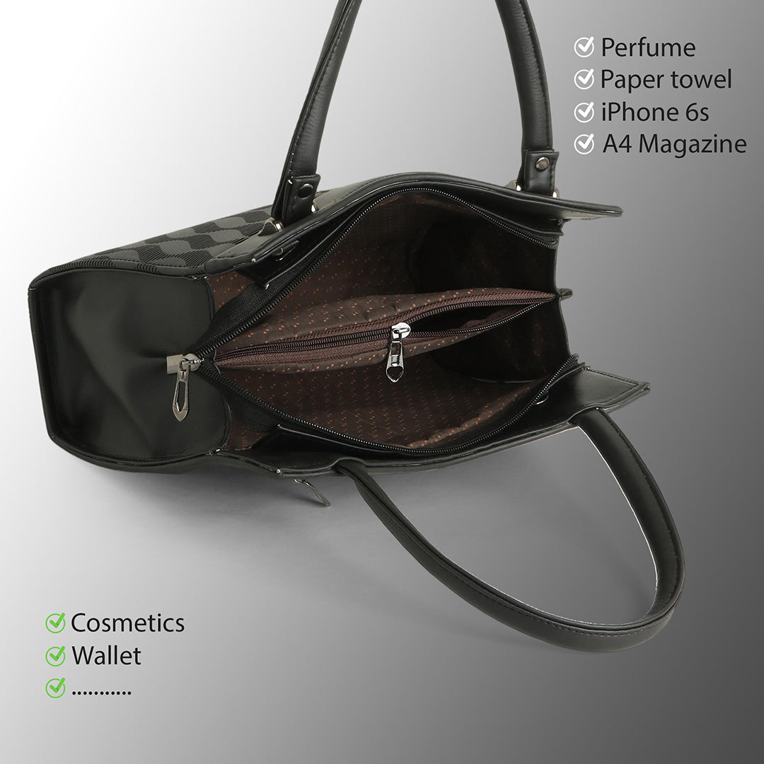 Handbag For Women And Girls Stylish Black PU Leather Bag Image 3
