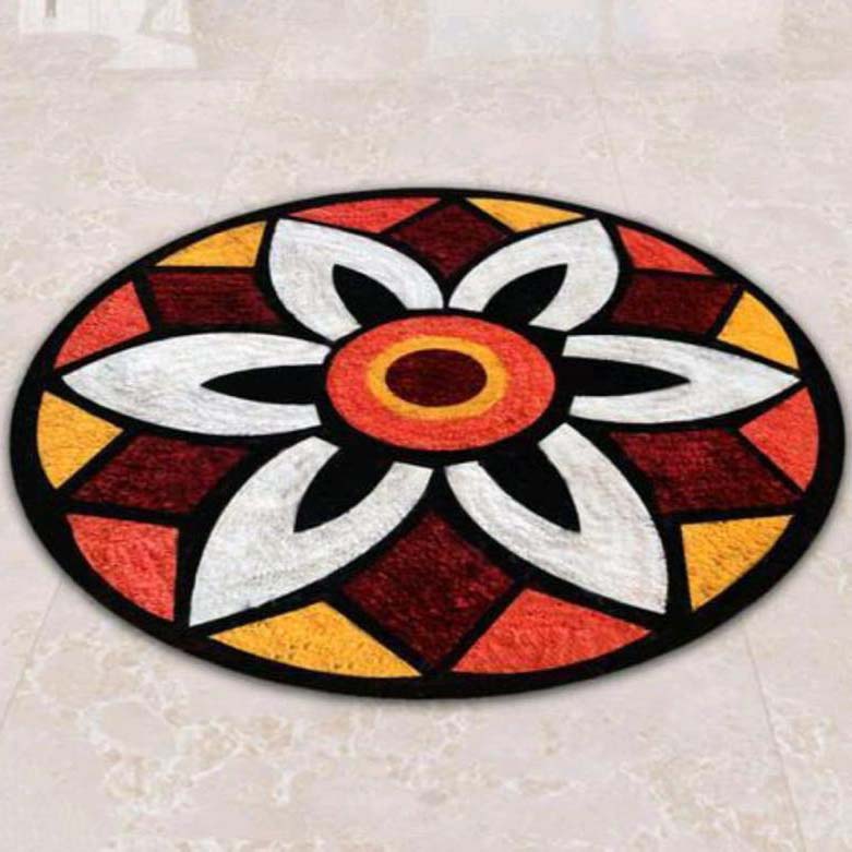 Cotton Anti-Slip Doormat for Home & Bathroom Entrance Mulicolor Round Mat (60 cm) Image 2